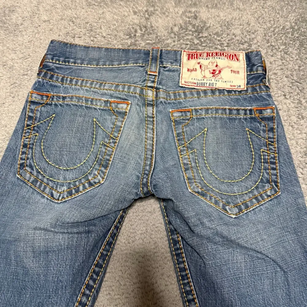 True Religion Jeans Mens 28 (31x29) Bobby Big T Made in USA Contrast Stitch